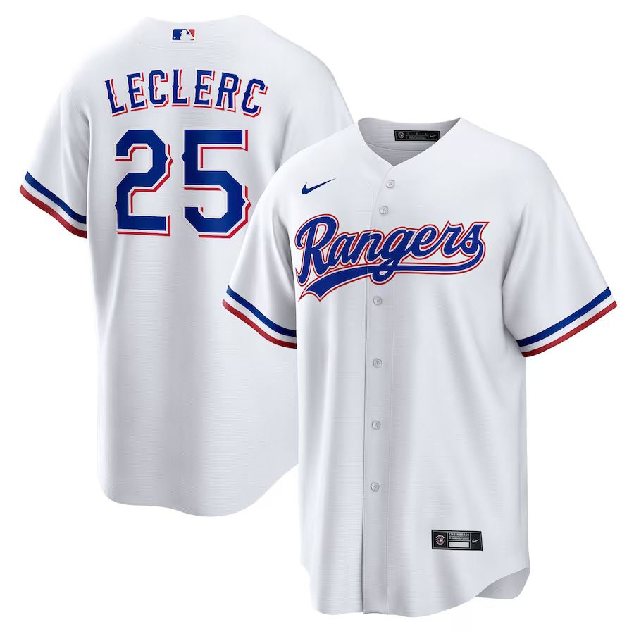 Men Texas Rangers #25 Jose Leclerc Nike White Home Replica Player MLB Jersey->->MLB Jersey